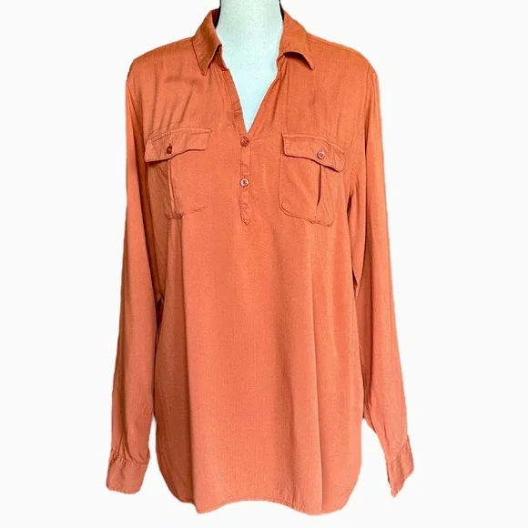 Magellan Outdoors | Tops | Magellan Long Sleeve Button Front Burnt Orange  Shirt Sz Xl | Poshmark